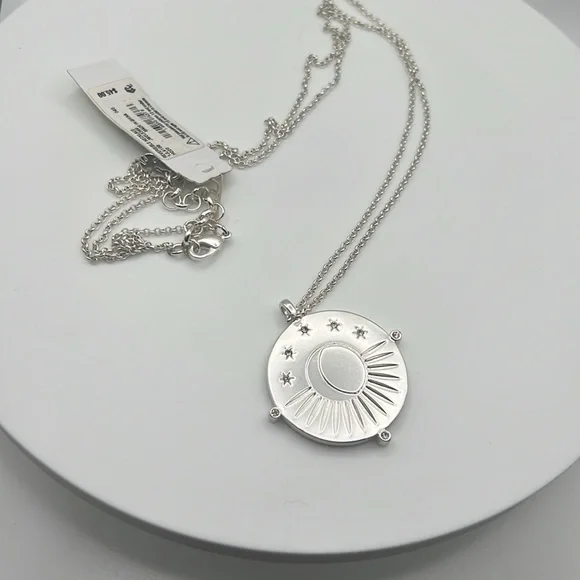 Lucky Brand Silver Pendant Necklace 31” plus 2” extender 31 inches to 33 inches - Picture 3 of 7